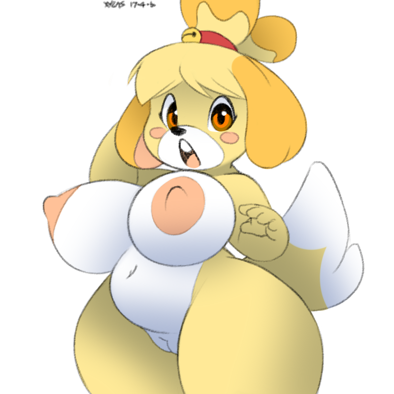 Rule 34 - 2017 alternate breast size animal crossing anthro areola big  breasts blush breasts canine erect nipples female fur furry furry only  isabelle (animal crossing) looking at viewer mammal naked nintendo
