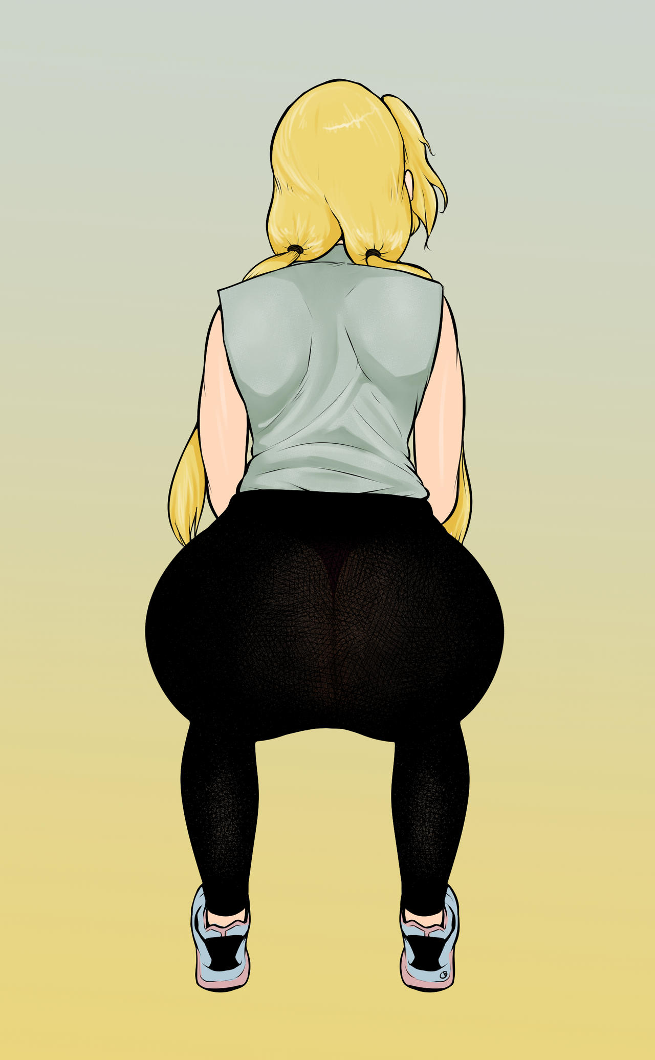Rule 34 - 1girls ass big ass blonde hair captainbuttocks (artist) dat ass female only fully clothed leggings naruto naruto (series) naruto shippuden see-through see-through clothing solo spandex thong tsunade yoga