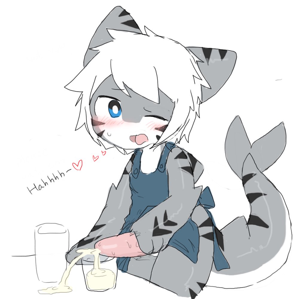 apron barista blush changed (video game) changed fan artist  changedtiger cum cum in glass cumshot ejaculation masturbation orgasm  orgasm face pleasure face shark (changed) text tiger shark
