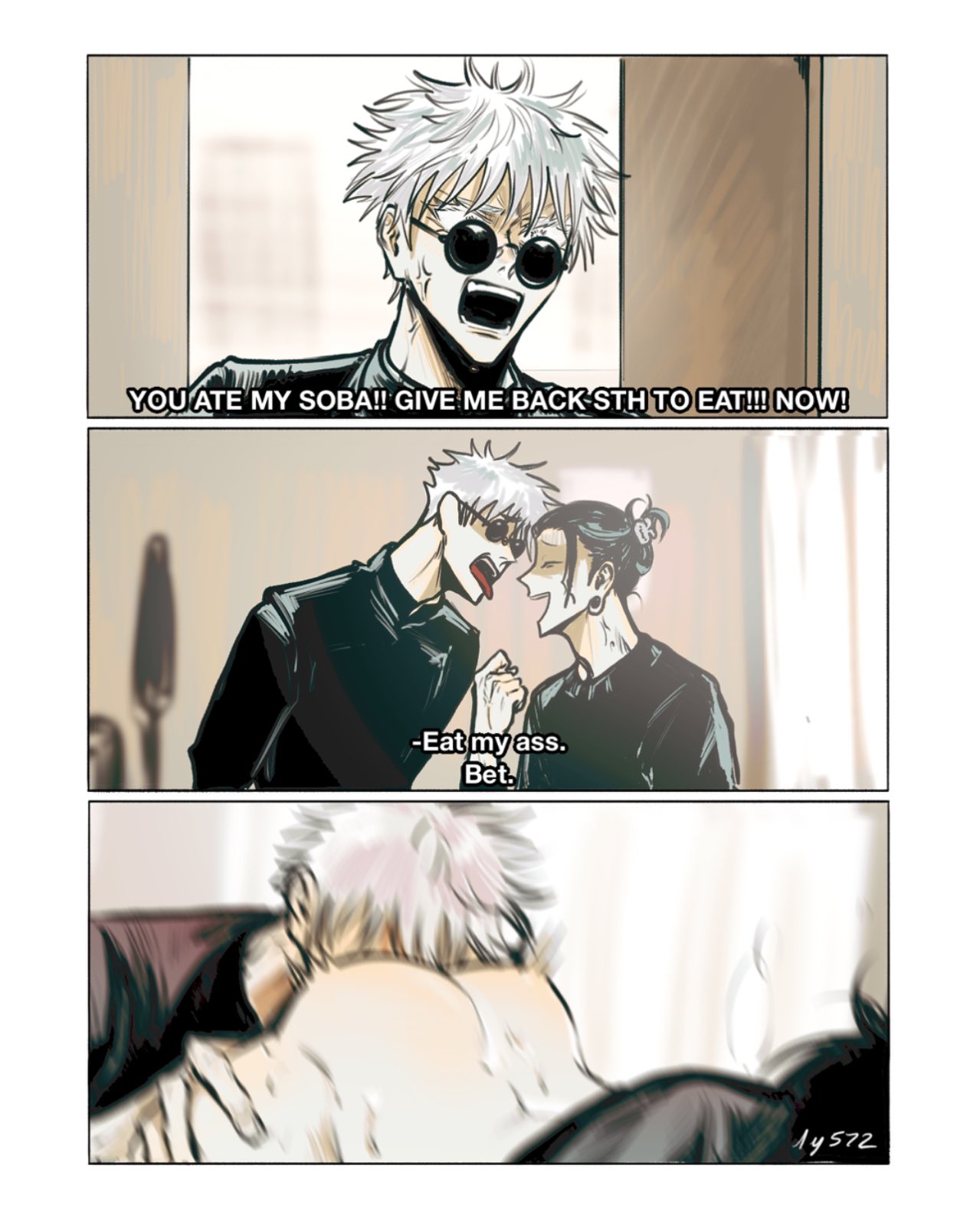 2boys gay jujutsu kaisen male only multiple boys satoru gojo  suguru geto white hair yaoi