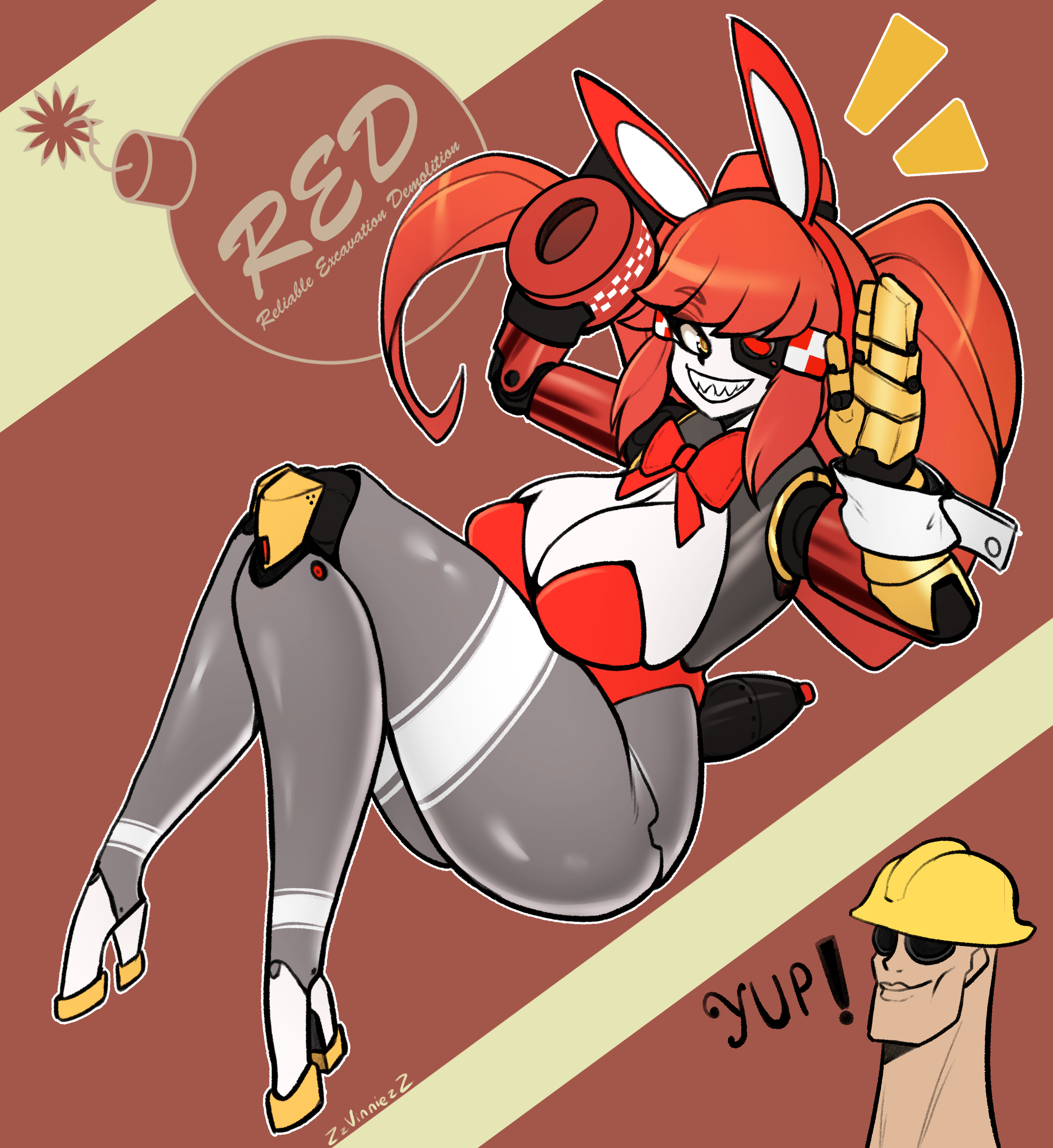 1girls ass big ass bunny ears bunnysuit engineer (team fortress 2) heels high heels huge breasts meme mimi sentry rabbit ears robot robot girl robot humanoid sentry (team fortress