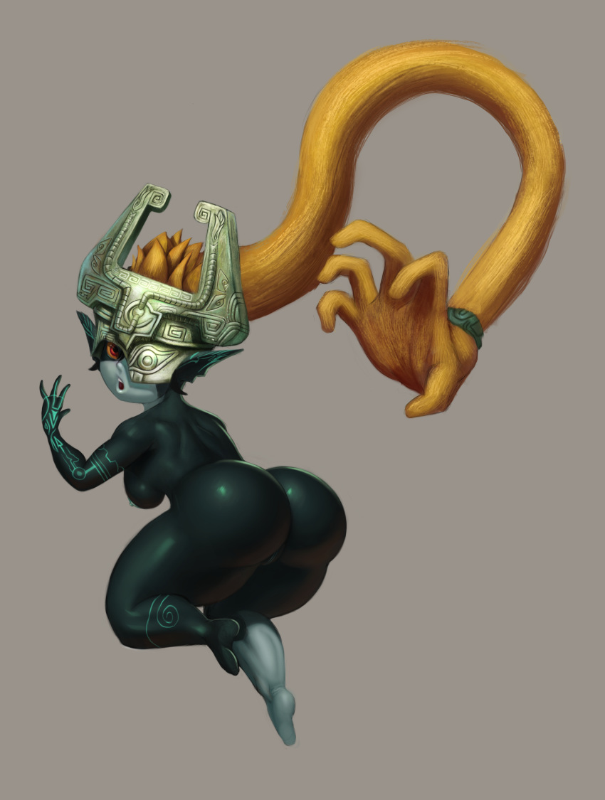 1girls areola ass big_breasts big_butt breasts erect_nipples feet female full-length_portrait full_length humanoid imp imp_midna midna nintendo nipples nude portrait prehensile_hair pussy solo source_request standing the_legend_of_zelda twili twilight_princess unknown_artist video_games