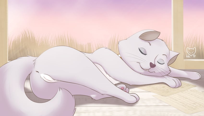 absurd_res anus ass collar disney duchess_(the_aristocats) feline female feral hi_res kettukarkki lying mammal paws pussy sleeping solo teeth the_aristocats whiskers