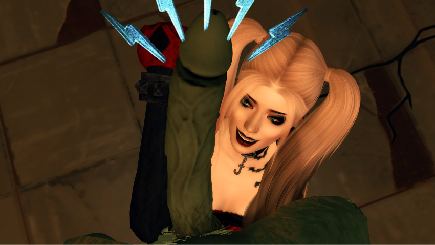3d 3d_(artwork) batman:_arkham_city batman_(series) big_penis clown_girl harleen_quinzel harley_quinn margot_robbie rocksteady rocksteady_studios sims sims4 the_sims_4 video_game video_games
