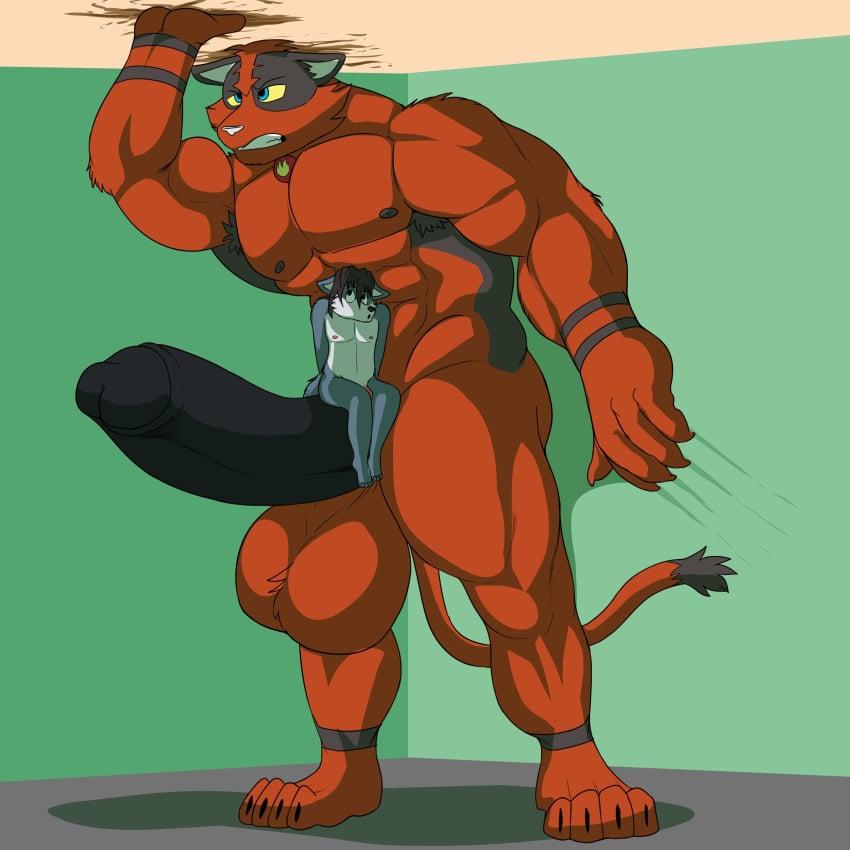 1:1 2020 4_toes 5_fingers abs absurd_res anthro areola balls biceps big_balls big_muscles big_penis biped body_size_growth canid canine canis digital_media_(artwork) duo erection feet fingers foreskin fur generation_7_pokemon genitals glans grey_body grey_fur growth hi_res huge_balls huge_cock humanoid_genitalia humanoid_penis inside intimatewolf larger_anthro larger_male macro male mammal muscle_growth muscular muscular_anthro muscular_male nintendo nipples nude orange_body orange_fur penis pokemon pokemon_(species) sirus size_difference size_transformation smaller_anthro smaller_male standing tail text toes torracat transformation wolf