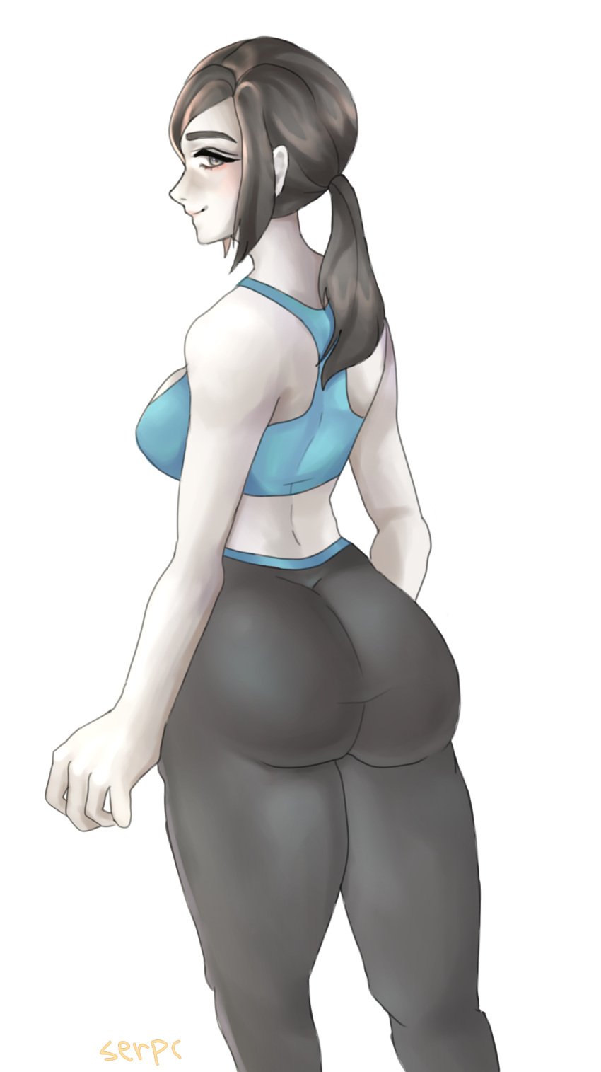 Rule 34 - ass back clothed female grey eyes grey hair leggings nintendo ponytail serpc solo sports bra sportswear super smash bros. wii wii fit wii trainer yoga pants | 3543403