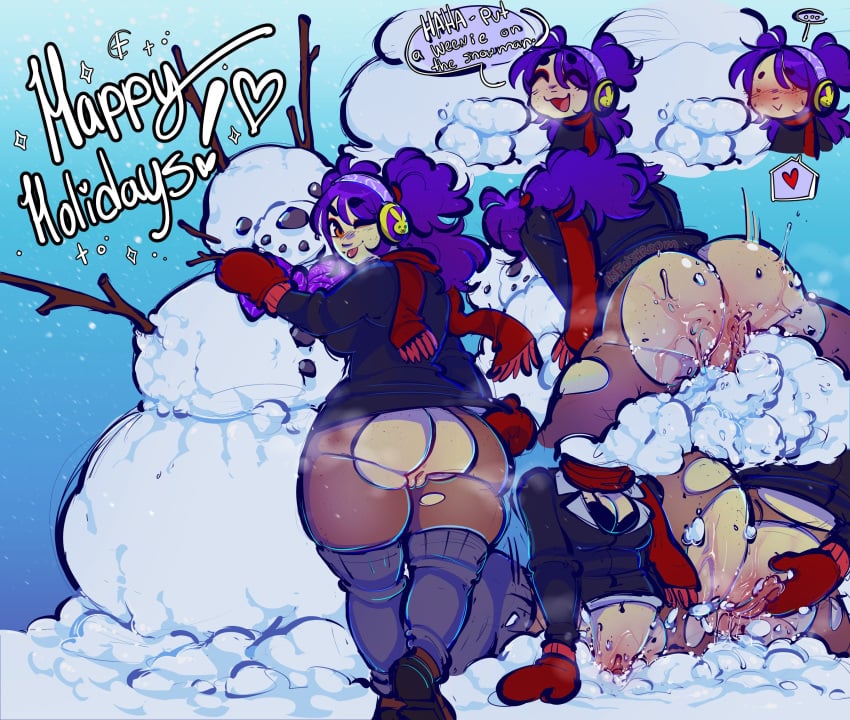 1girl ass_bigger_than_head ass_focus bileshroom bottom_heavy clitoral_stimulation desperation dry_humping fat_ass fat_thighs female female_focus female_human female_only genital_fluids grinding grinding_on_penis haru_(masochistfox) holidays hump humping humping_snow masturbating masturbation original purpleverse pussy_juice pussy_out ripped_pantyhose ripped_stockings rubbing_clitoris rubbing_pussy sketch_page slightly_chubby slightly_chubby_female snow snow_hump snowman solo_female temperature_play thick_ass thick_thighs thrust