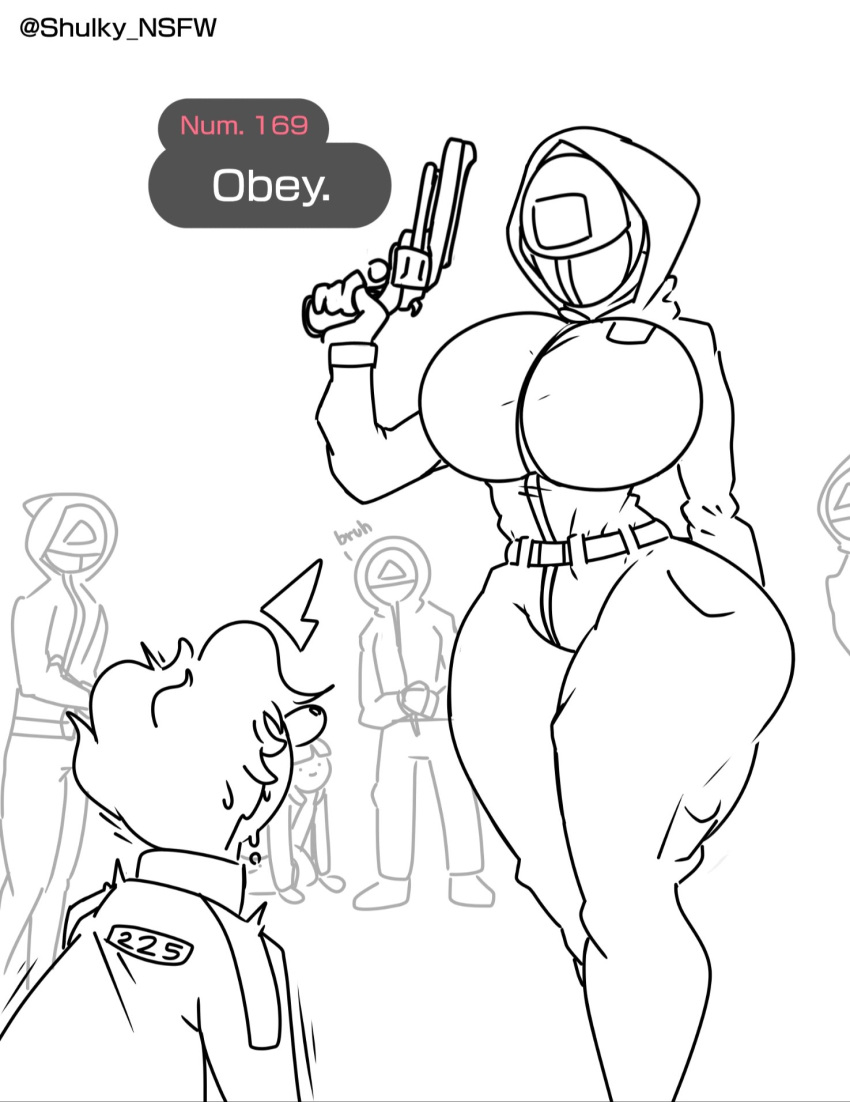 Rule 34 - background character big breasts netflix pink guard revolver  shulky nsfw square (squid game) squid game tagme triangle (squid game) |  5171377