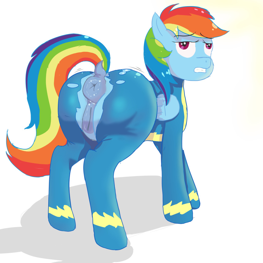 absurd_res ass big_butt equid equine female feral friendship_is_magic genitals hasbro hi_res horse huge_butt maldoando mammal my_little_pony pony pussy rainbow_dash_(mlp) solo white_background