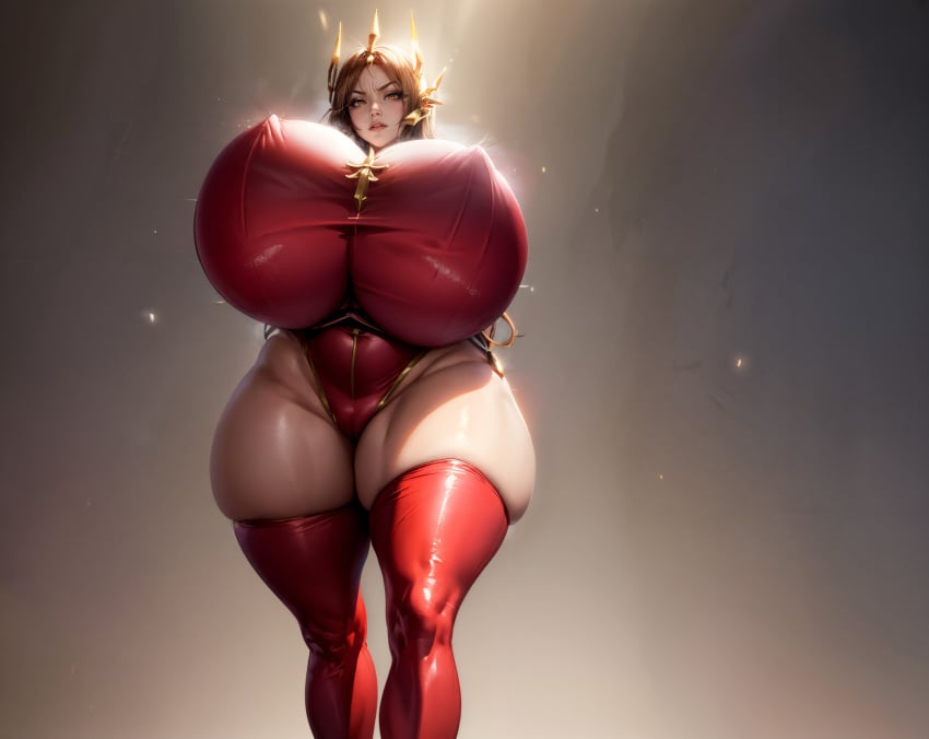 absurd_res absurdres ai_generated alternate_ass_size alternate_body_type alternate_breast_size alternate_costume angry big_breasts breasts brown_hair curvaceous curvy curvy_body curvy_female curvy_figure female female_focus female_only gigantic_breasts hair_ornament high_resolution highres hourglass_figure huge_breasts kneesocks league_of_legends leona_(league_of_legends) leotard long_hair looking_at_viewer massive_breasts shiny_skin solo solo_female solo_focus stable_diffusion thick_thighs thicknesslord thighhighs thighs tight_clothing voluptuous voluptuous_female wide_hips yellow_eyes