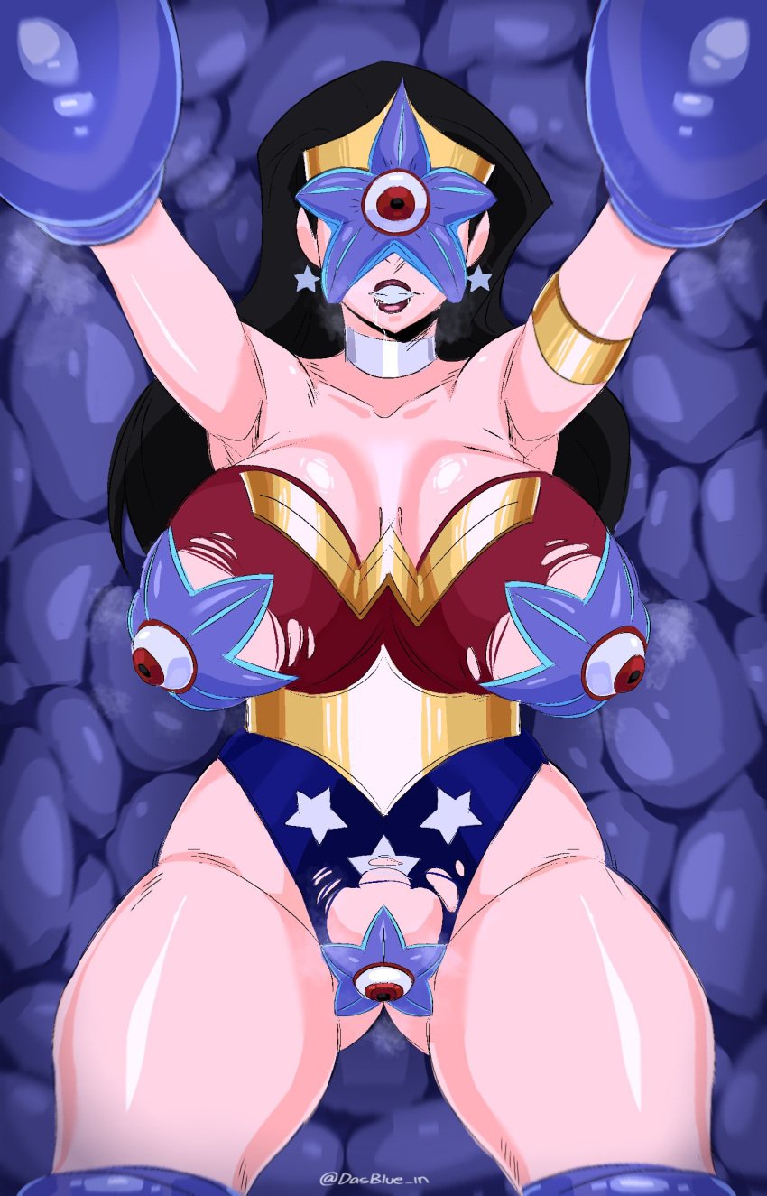 1girls alien big_breasts black_hair breasts cleavage dasblue_in dc_comics femsub hypnosis maledom mind_control parasite restrained solo solo_female starfish starro super_hero torn_clothes vaginal vaginal_insertion vaginal_penetration vaginal_sex wonder_woman
