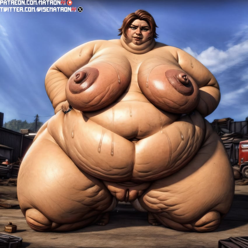 1girls 4k ai_generated areola areolae bbw belly belly_button between_breasts big_female big_woman borderlands borderlands_2 breasts cellulite ellie_(borderlands) enormous_breasts enormous_thighs fat fat_woman female female_only gearbox_software highres huge_belly huge_breasts junkyard kneeling large_areolae large_breasts large_female large_nipples larger_female looking_at_viewer massive_belly massive_breasts massive_thighs matronai_(artist) morbidly_obese morbidly_obese_female nipples obese obese_female overalls overweight overweight_female patreon patreon_username pinup sagging_breasts solo solo_female ssbbw stable_diffusion sweat sweating twitter_username video_games wide_hips