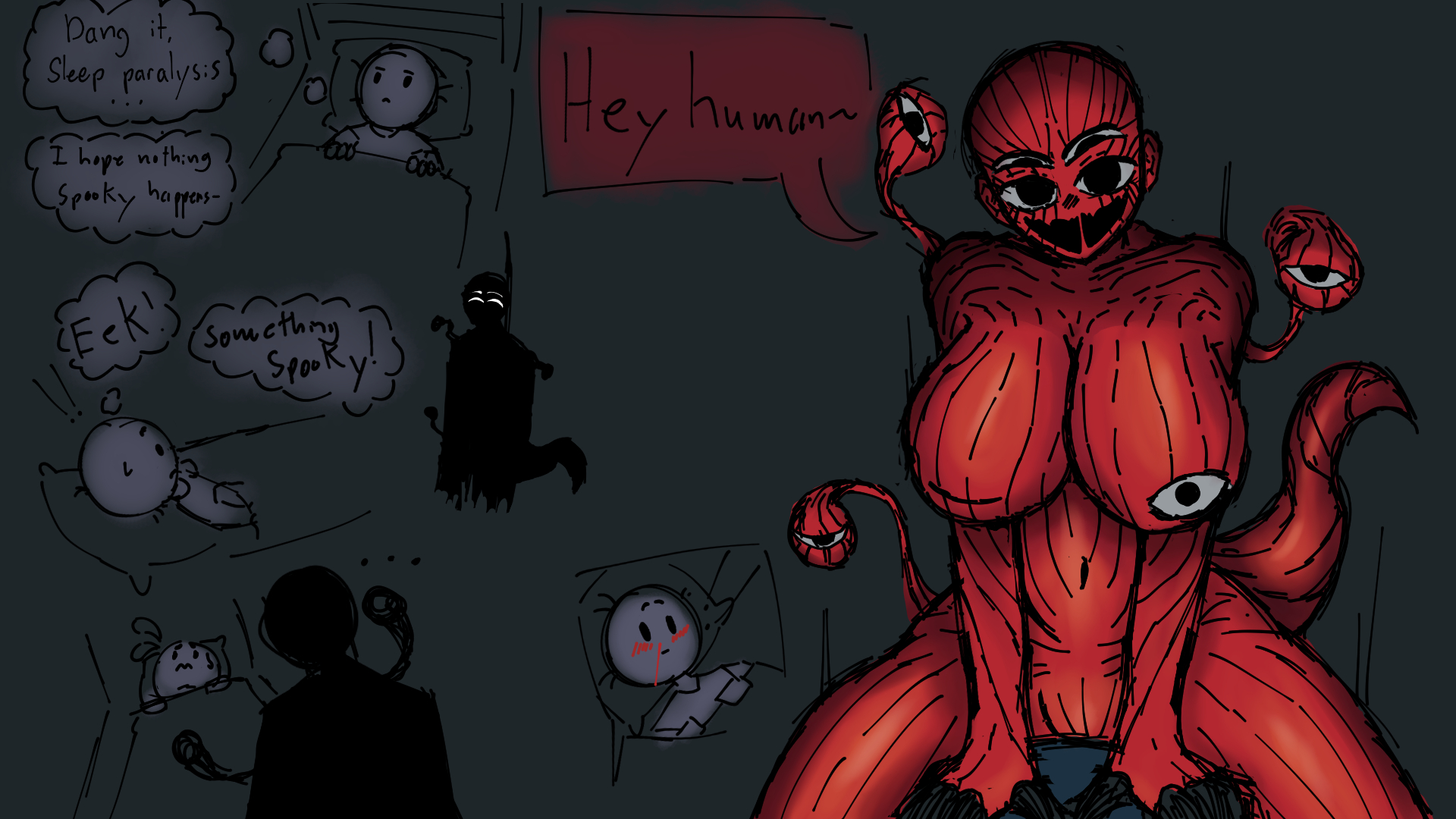 Rule 34 - 1boy 1girls body horror dialogue humanoid large breasts large ...