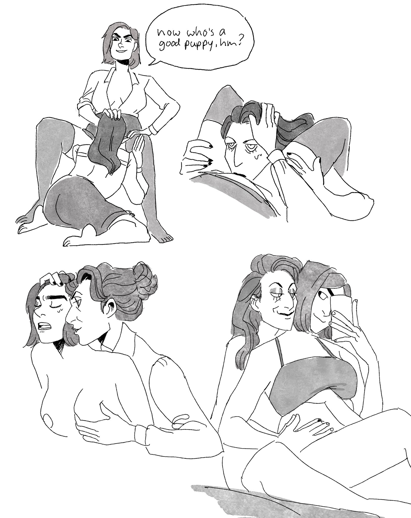 Rule 34 - 2girls age difference black and white breast grab breast