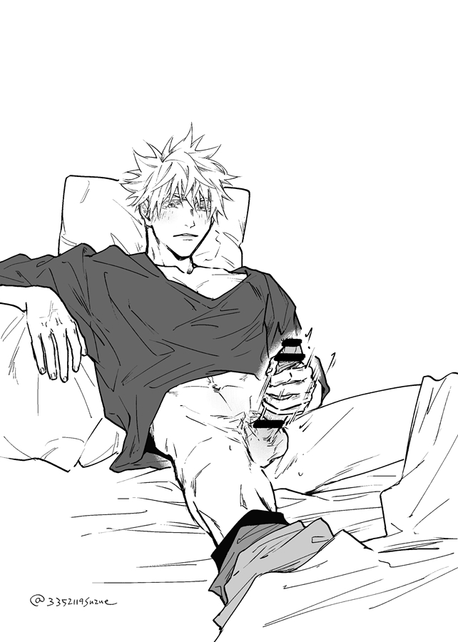 Rule 34 - 1boy censored erection hand on penis jujutsu kaisen male male