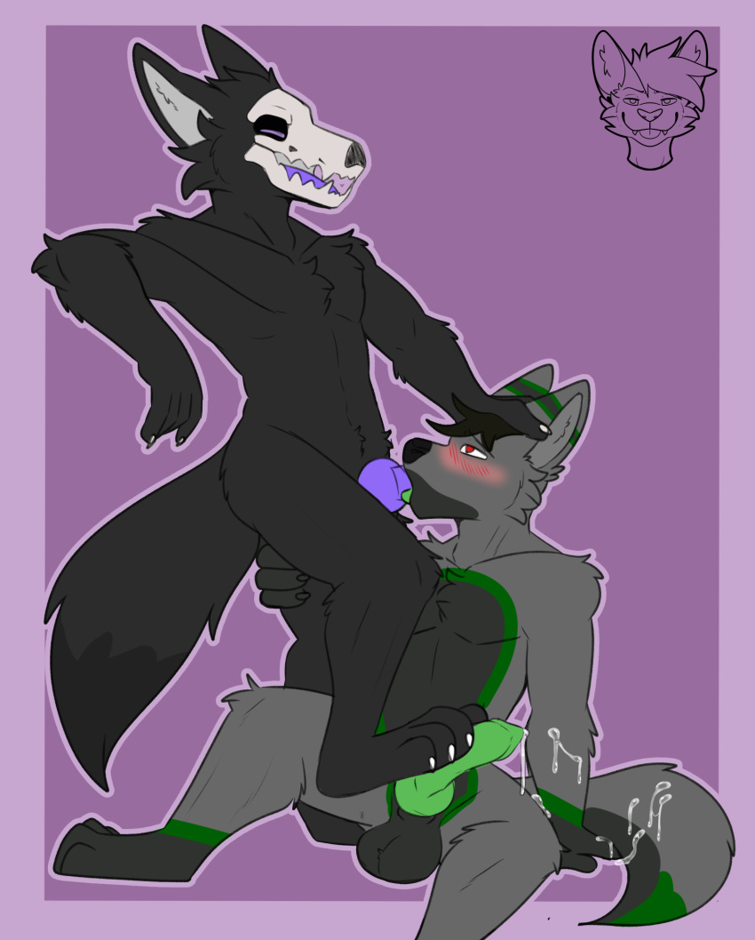 Rule 34 - black fur blowjob blush blushing canine claws claws-and-paws ...