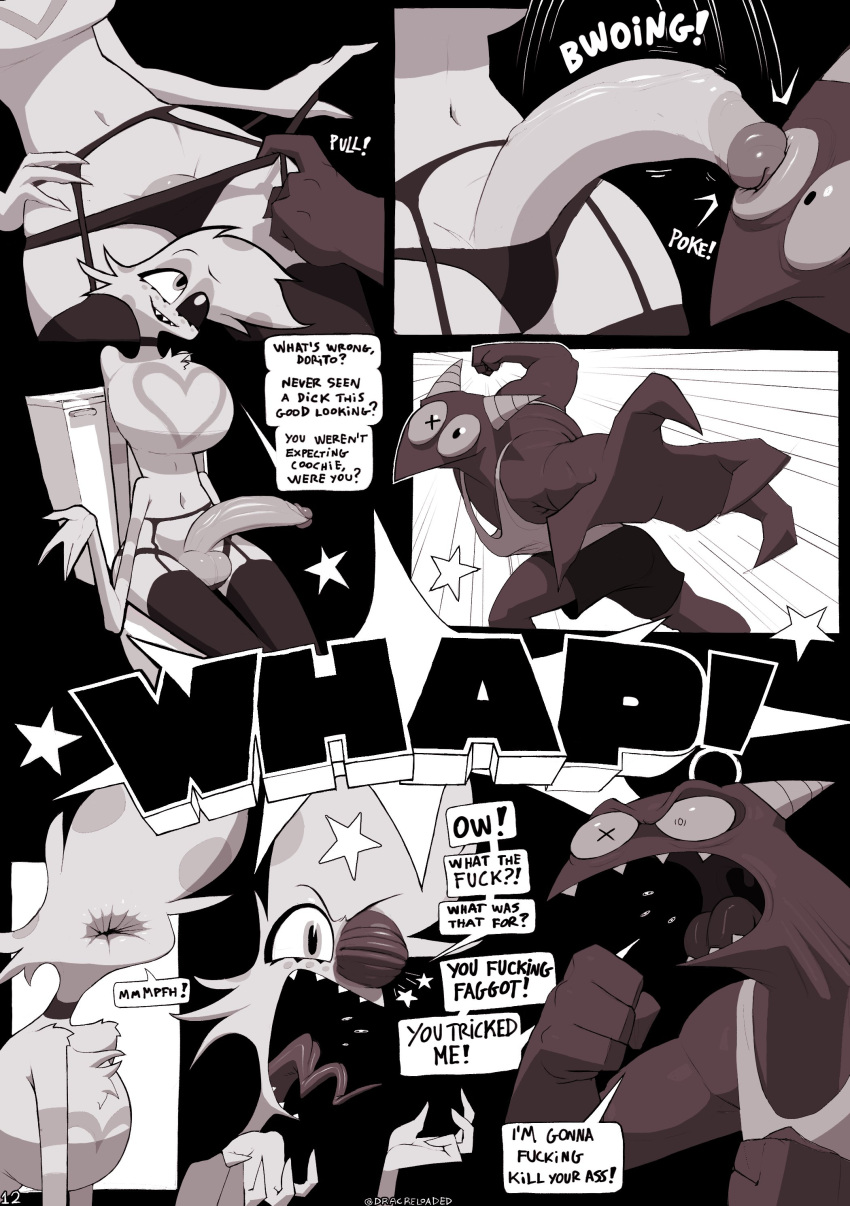Rule 34 - 2boys angel dust (hazbin hotel) balls breasts bruised eye