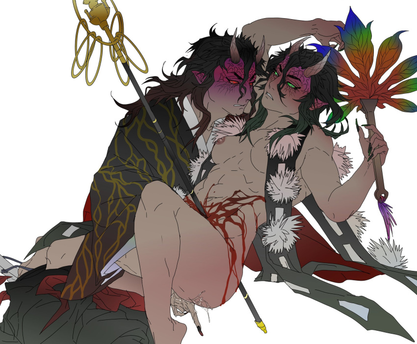 rule-34-1boy-1girls-angry-expression-blood-brown-nipples-demon-boy