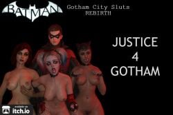  3girls1boy batman_(series) breasts catwoman cum_in_mouth cum_in_pussy cum_on_face cum_on_tongue dc dc_comics dcau dick_grayson harleen_quinzel harley_quinn harley_quinn_(injustice) injustice_2 male nightwing nipples poison_ivy rape selina_kyle superhero supervillainess 