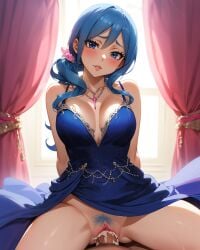  ai_generated cleavage cum_in_pussy dress fairy_tail juvia_lockser partial_male payop slit uncensored vaginal_sex 
