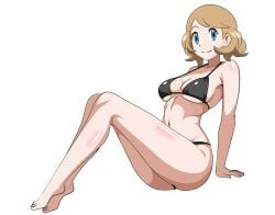  1girls bare_legs bikini blonde_hair blue_eyes nintendo pin_up pokemon pokemon_(anime) serena_(pokemon) transparent_background yxyyxy 