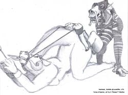  alien bondage bound dharken dug female male monochrome sebulba sex star_wars straight tauntaun 