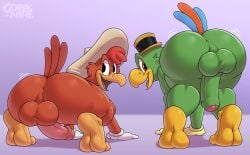  anthro anus ass avian balls big_ass bird bottomless chicken disney duo erection foreskin gloves gobanire hat jose_carioca looking_back male male_only nipples nude nude_male panchito_pistoles parrot penis perineum presenting presenting_hindquarters sombrero the_three_caballeros twerking 