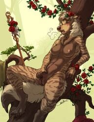  anthro breasts claws closed_eyes female fingering flower fuckie furry gina_(darkspot) hair_flower hyena mammal masturbation nipples nude open_mouth penetration plant pussy rose solo spread_legs spreading toe_claws tongue tree vaginal_penetration 