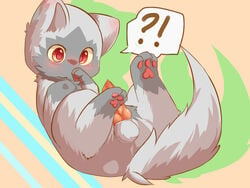  ! ? animal_genitalia balls blush canine_penis erection feral knot male male_only nintendo pawpads paws penis pokemon poochyena red_eyes simple_background solo video_games 典藏haodai 