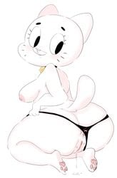  anthro anus ass ass_cleavage bell blush breasts butt_crack clothes collar feline female fur hoshime looking_back mammal mature_female mother nicole_watterson pads panties parent pussy solo the_amazing_world_of_gumball underwear wet_pussy 