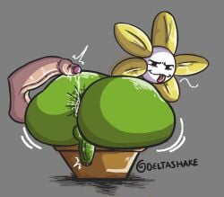  2boys big big_ass big_butt big_penis deltashake flowey_the_flower flowey_with_nothing_else_but_a_massive_ass human male male_only penis plant tagme undertale undertale_(series) 