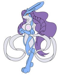  blue_fur bottomless breasts color exposed_breasts female female_only fur furry furry_breasts gb_of_bs hair long_hair nintendo nipples nude pink_nipples pokemon purple_hair solo suicune topless white_background white_fur 