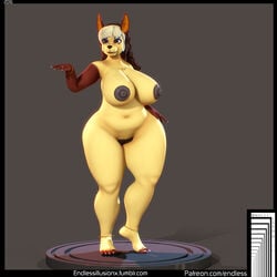  3d anthro ass breasts dripdry endlessillusion female furry hi_res huge_butt mammal simple_background solo 