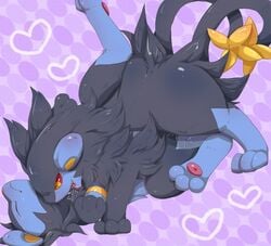  3_toes amber_eyes ambiguous_gender blue_fur chest_tuft closed_eyes feet female feral feral_on_feral fur furry furry_only heart implied_sex kiriya licking luxray naked nintendo nude on_top open_mouth pawpads paws pink_nose pok&eacute;mon_(species) pokemon pussy_juice spread_legs spreading tail toes tongue tongue_out tuft video_games wet 