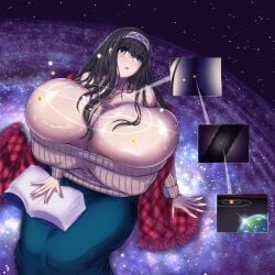  1girls astronomical_hyper big_ass big_breasts breasts_bigger_than_galaxy breasts_bigger_than_head breasts_bigger_than_planet breasts_bigger_than_universe enormous_breasts giantess huge_breasts hyper hyper_breasts noikaisyu planetary_macro tagme 