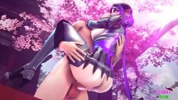  1boy 1girls 3d animated areolae ass balls breasts carrying elf erection female held_up lesdias male nipples no_sound paladins penis sex skye_(paladins) source_filmmaker straight testicles twilight_skye video 