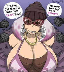  big_breasts glasses lenbasisky offscreen_character pearl_(splatoon) rapper splatoon splatoon_2 squid_girl 