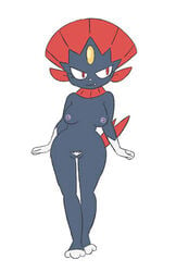 animal_ears breasts cute_fang feet female full_body furry jpeg_artifacts looking_to_the_side medium_breasts nipples no_humans nude paws pokemon pokemon_(creature) pokemon_dppt pubic_hair pussy simple_background smile solo standing teeth uncensored weavile white_background yuruki 