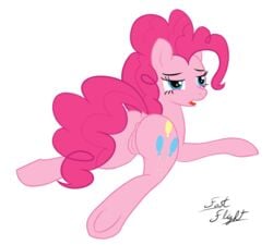  anus ass clitoris cutie_mark earth_pony equine eyelashes fastflight female friendship_is_magic fur hair horse lying mammal my_little_pony pink_fur pink_hair pink_tail pinkie_pie_(mlp) pony presenting pussy signature simple_background solo straight_hair tongue tongue_out white_background 