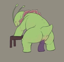  1girls antennae anus artist_request ass back big_ass blush chair closed_eyes dildo dildo_sitting feet female feral grey_background masturbation meganium nintendo nude penetration pokemon pussy sex_toy simple_background smile solo table tail video_games 