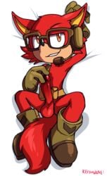 anthro clothing custom_character_(sonic_forces) dakimakura_design fur gadget_the_wolf male male_only penis red_fur seductive smile smirk solo sonic_(series) sonic_forces sonic_the_hedgehog_(series) wolf