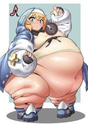  1boy big_belly bridget fat fat_femboy fat_fetish fat_male femboy guilty_gear guilty_gear_strive morbidly_obese morbidly_obese_male musical_note obese obese_male 