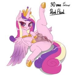  10s 2018 alicorn anatomically_correct anatomically_correct_pussy anus blush clitoris crotchboobs dankflank english_text equine feathered_wings feathers female feral friendship_is_magic fur hi_res horn looking_at_viewer mammal my_little_pony nipples presenting princess_cadance_(mlp) pussy seductive simple_background smile solo spread_legs spreading text white_background wings 