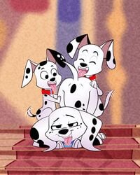  101_dalmatian_street 101_dalmatians 2018 black_fur brother brother_and_sister canine collar dalmatian disney dolly_(101_dalmatians) fangs female feral fur half-closed_eyes larger_female licking lonbluewolf male mammal multicolored_fur open_mouth sibling sister size_difference smaller_male spots spotted_fur straight teeth tongue tongue_out two_tone_fur white_fur 