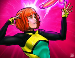  1girls absurdres biting biting_lip biting_own_lip breasts clothed clothing color cum cum_on_face cum_on_hair erection facial female female_focus highres jean_grey male marvel marvel_comics penis pumpkinsinclair straight teenager unseen_male_face x-men 