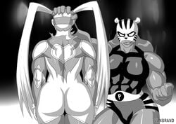  2girls ass bare_ass big_ass big_breasts capcom catfight dark-skinned_female dark_skin dc dc_comics defeated exposed_breasts femdom held_by_hair held_in_hand knocked_out large_ass large_breasts larger_female muscle muscles muscular muscular_female pantha rainbow_mika street_fighter teen_titans vanbrand wrestler wrestling wrestling_mask wrestling_outfit wrestlingryona 