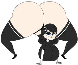  ass ass_in_air bad_anatomy big_breasts black_crop_top black_eyelids black_eyeliner black_hair black_lips black_lipstick black_shirt black_socks black_stockings black_thong blue_eyes bubble_ass bubble_butt crop_top deviantart dumptruck_ass dumptruck_butt frown frowning giant_ass giant_breasts giant_butt goth_girl huge_ass huge_butt looking_at_viewer massive_ass massive_butt massive_thighs oc on_all_fours original_character skull_hair_ornament spankable_ass thick_ass thick_butt thick_thighs thong tired_eyes unamused unknown_artist 