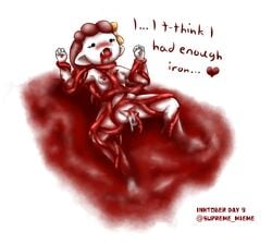 blood blood_puddle blush body_writing bow choking clenched_hand dark_nipples dot_eyes english_text eyelashes fangs gore holding_arm holding_legs little_vamp open_mouth pointy_ears pussy pussy_juice pussy_juice_drip pussy_rub red_hair rubbing shared_memories shocked shy_ayu small_breasts stimulation surprised tentacle tentacle_rape text vaginal_stimulation vampire white_background white_skin wrapped yellow_bow 