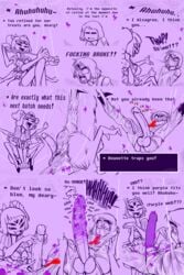  2:3 6_arms alternate_universe anthro arachnid arthropod ass big_penis bondage bound clothing cock_sock comic dounette_(under(her)tail) english_text female frisk frisky_(under(her)tail) gag genitals hi_res high_heels huge_cock human humanoid legwear male mammal muffet page_10 penis penis_clothing profanity socks spider spread_legs spreading text thewill under(her)tail undertale undertale_fanfiction video_games web_(disambiguation) 
