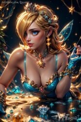  1girls absurdres ai_generated big_breasts cleavage crown detailed fairy female female_only frozen gold_jewelry high_quality highres hourglass_figure ice jewel jewelry large_breasts leak leaked light logart mario_(series) nintendo princess princess_rosalina seductive sensitive shiny snow solo stable_diffusion star stars super_mario_galaxy tagme 